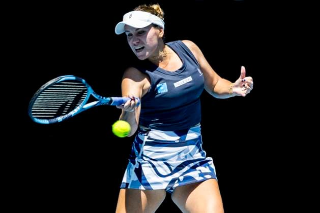 MELBOURNE, VIC - JANUARY 13: Sofia Kenin of the United States of America in action during Round 1 of the 2025 Australian Open on January 13 2025, at Melbourne Park in Melbourne, Australia. (Photo by Jason Heidrich Icon Sportswire) TENNIS: JAN 13 Australian Open EDITORIAL USE ONLY Icon250113042