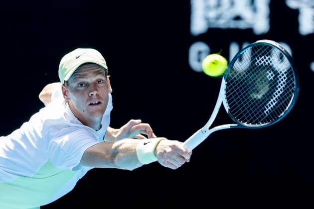 MELBOURNE, VIC - JANUARY 13: Jannik Sinner of Italy in action during Round 1 of the 2025 Australian Open on January 13 2025, at Melbourne Park in Melbourne, Australia. (Photo by Jason Heidrich Icon Sportswire) TENNIS: JAN 13 Australian Open EDITORIAL USE ONLY Icon250113158