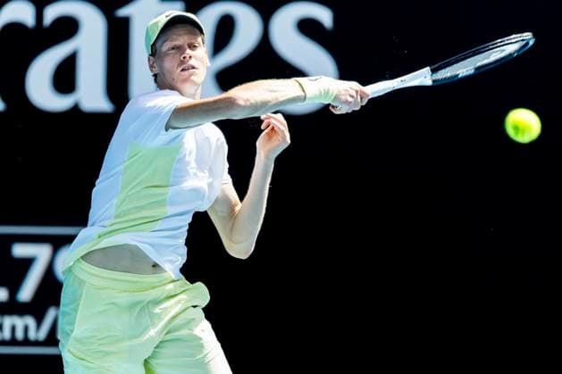 MELBOURNE, VIC - JANUARY 13: Jannik Sinner of Italy in action during Round 1 of the 2025 Australian Open on January 13 2025, at Melbourne Park in Melbourne, Australia. (Photo by Jason Heidrich Icon Sportswire) TENNIS: JAN 13 Australian Open EDITORIAL USE ONLY Icon250113167
