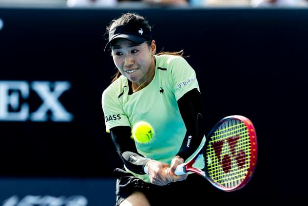 MELBOURNE, VIC - JANUARY 13: Nao Hibino of Japan in action during Round 1 of the 2025 Australian Open on January 13 2025, at Melbourne Park in Melbourne, Australia. (Photo by Jason Heidrich Icon Sportswire) TENNIS: JAN 13 Australian Open EDITORIAL USE ONLY Icon250113194