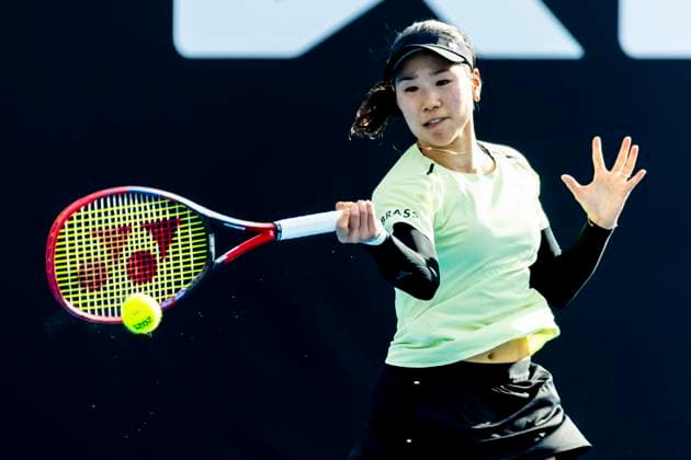 MELBOURNE, VIC - JANUARY 13: Nao Hibino of Japan in action during Round 1 of the 2025 Australian Open on January 13 2025, at Melbourne Park in Melbourne, Australia. (Photo by Jason Heidrich Icon Sportswire) TENNIS: JAN 13 Australian Open EDITORIAL USE ONLY Icon250113199