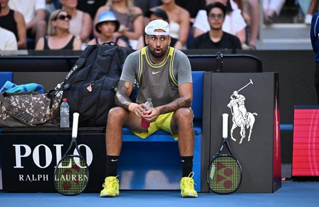 TENNIS AUSTRALIAN OPEN, Nick Kyrgios of Australia reacts between games during his round 1 match against Jacob Fearnley of Great Britain during the 2025 Australian Open at Melbourne Park in Melbourne, Monday, January 13, 2025. ( NO ARCHIVING, EDITORIAL USE ONLY, NO USE IN BOOKS WITHOUT CONSENT MELBOURNE VICTORIA AUSTRALIA  Copyright: xJAMESxROSSx 20250113127835305162