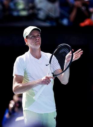 (250113) -- MELBOURNE, Jan. 13, 2025 -- Jannik Sinner celebrates winning the men s singles first round match between Jannik Sinner of Italy and Nicolas Jarry of Chile at Australian Open tennis tournament in Melbourne, Australia, Jan. 13, 2025. ) (SP)AUSTRALIA-MELBOURNE-TENNIS-AUSTRALIAN OPEN-DAY 2 MaxPing 