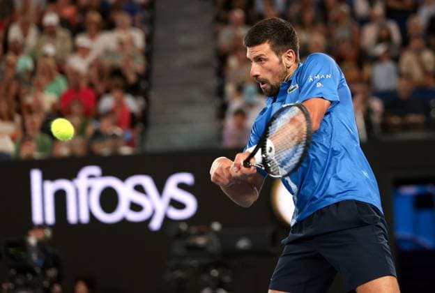 Novak Djokovic during his first round match Australian Open, Day Two, Tennis, Melbourne Park, Melbourne, Australia - 13 Jan 2025  Copyright: xEllaxLing Shutterstockx 15098219av