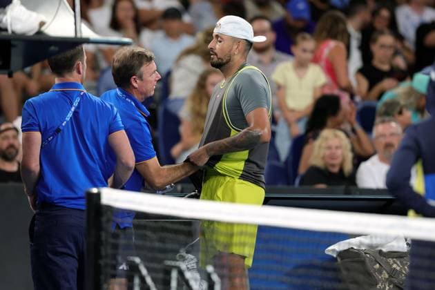 Nick Kyrgios of Australia is seen by a trainer Australian Open, Day Two, Tennis, Melbourne Park, Melbourne, Australia - 13 Jan 2025  Copyright: xRachelxBach Shutterstockx 15098220hr