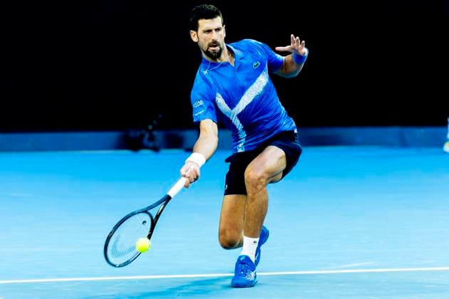 MELBOURNE, VIC - JANUARY 13: Novak Djokovic of Serbia in action during Round 1 of the 2025 Australian Open on January 13 2025, at Melbourne Park in Melbourne, Australia. (Photo by Jason Heidrich Icon Sportswire) TENNIS: JAN 13 Australian Open EDITORIAL USE ONLY Icon250113245