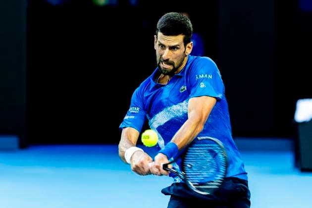 MELBOURNE, VIC - JANUARY 13: Novak Djokovic of Serbia in action during Round 1 of the 2025 Australian Open on January 13 2025, at Melbourne Park in Melbourne, Australia. (Photo by Jason Heidrich Icon Sportswire) TENNIS: JAN 13 Australian Open EDITORIAL USE ONLY Icon250113252