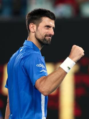 Novak Djokovic celebrates victory in his first round match Australian Open, Day Two, Tennis, Melbourne Park, Melbourne, Australia - 13 Jan 2025  Copyright: xEllaxLing Shutterstockx 15098219by
