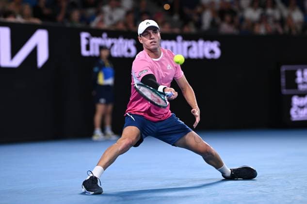 TENNIS AUSTRALIAN OPEN, Christopher O Connell of Australia during his round 1 match against during the 2025 Australian Open at Melbourne Park in Melbourne, Monday, January 13, 2025. ( NO ARCHIVING, EDITORIAL USE ONLY, NO USE IN BOOKS WITHOUT CONSENT MELBOURNE VICTORIA AUSTRALIA  Copyright: xJAMESxROSSx 20250114178817300932