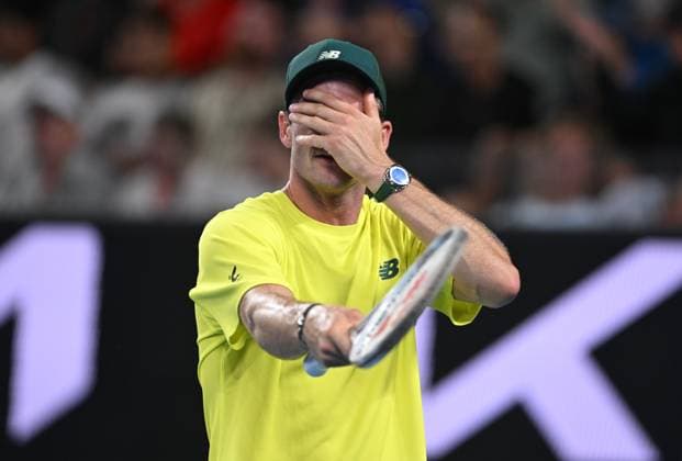 TENNIS AUSTRALIAN OPEN, Tommy Paul of USA reacts during his round 1 match against Christopher O Connell of Australia during the 2025 Australian Open at Melbourne Park in Melbourne, Monday, January 13, 2025. ( NO ARCHIVING, EDITORIAL USE ONLY, NO USE IN BOOKS WITHOUT CONSENT MELBOURNE VICTORIA AUSTRALIA  Copyright: xLUKASxCOCHx 20250114152495757839