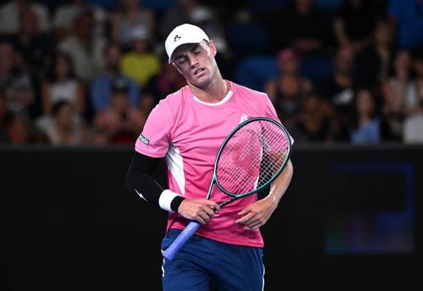 TENNIS AUSTRALIAN OPEN, Christopher O Connell of Australia reacts during his round 1 loss to Tommy Paul of USA during the 2025 Australian Open at Melbourne Park in Melbourne, Monday, January 13, 2025. ( NO ARCHIVING, EDITORIAL USE ONLY, NO USE IN BOOKS WITHOUT CONSENT MELBOURNE VICTORIA AUSTRALIA  Copyright: xJAMESxROSSx 20250114193372475894