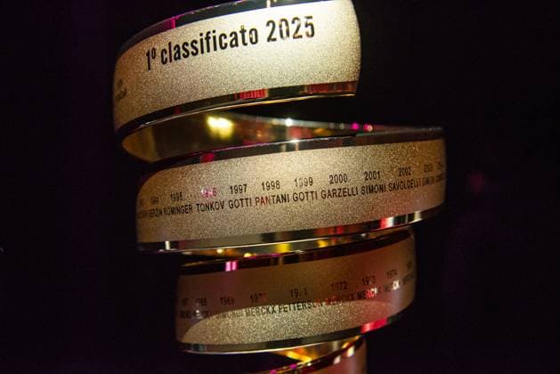 trophy during the Giro d& x2019;Italia and Giro d& x2019;Italia Women 2025 Presentation - Auditorium Parco della Musica Ennio Morricone in Rome, Italy - Monday , January 13, 2025. - Cycling  Copyright: xValentinaxStefanelli LaPressex
