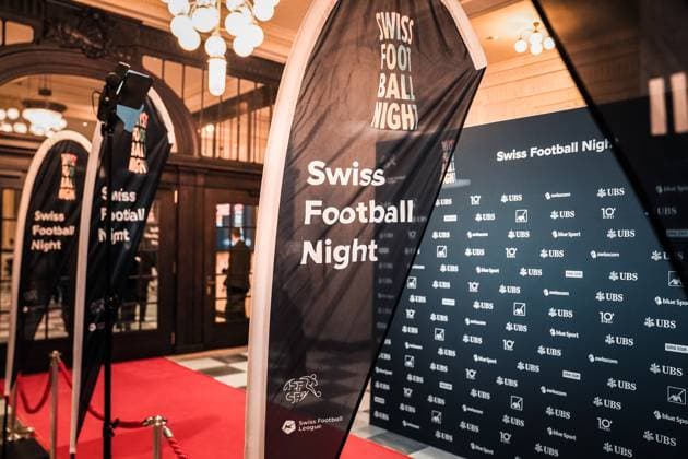 13 01 2025 Bern, Switzerland 4 Swiss Football Night 2025 Red carpet, VIP, media wall, entrance The awards ceremony at Casino Bern, organized by the SFA and the SFL, honors the best Swiss footballers in seven categories Professional juries nominated, fans voted until 3 December Bern Switzerland Copyright: xJOERANxSTEINSIEKx
