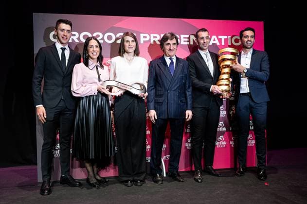 Presentation Of 108 Giro Italia Underway In Rome Italian rider Vincenzo Nibali, Spanish former rider Alberto Contador, RCS Media group owner Urbano Cairo, rider Elisa Longo Borghini, and rider Marta Bastianelli attend the presentation of the official route of the Giro d Italia and Giro d Italia Women 2025 cycling races in Rome, Italy, on January 13, 2025. Rome Italy  Copyright: xMassimoxValicchiax originalFilename:valicchia-notitle250113_nppYW.jpg