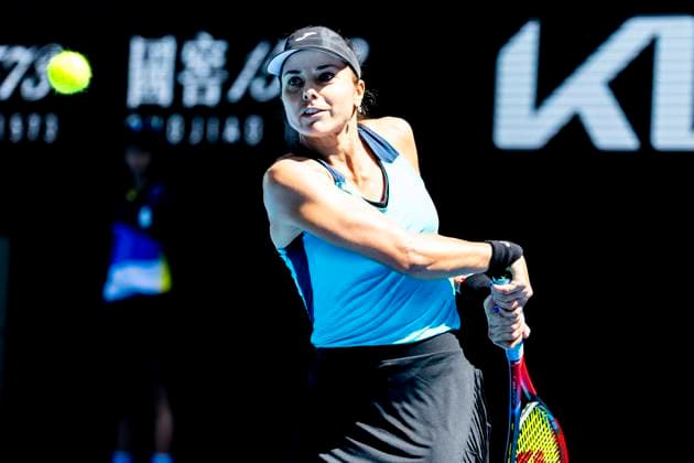 MELBOURNE, VIC - JANUARY 14: Viktoriya Tomova of Bulgaria in action during Round 1 of the 2025 Australian Open on January 14 2025, at Melbourne Park in Melbourne, Australia. (Photo by Jason Heidrich Icon Sportswire) TENNIS: JAN 14 Australian Open EDITORIAL USE ONLY Icon250114029