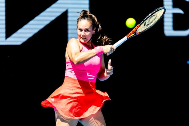 MELBOURNE, VIC - JANUARY 14: Daria Kasatkina of Russia in action during Round 1 of the 2025 Australian Open on January 14 2025, at Melbourne Park in Melbourne, Australia. (Photo by Jason Heidrich Icon Sportswire) TENNIS: JAN 14 Australian Open EDITORIAL USE ONLY Icon250114038