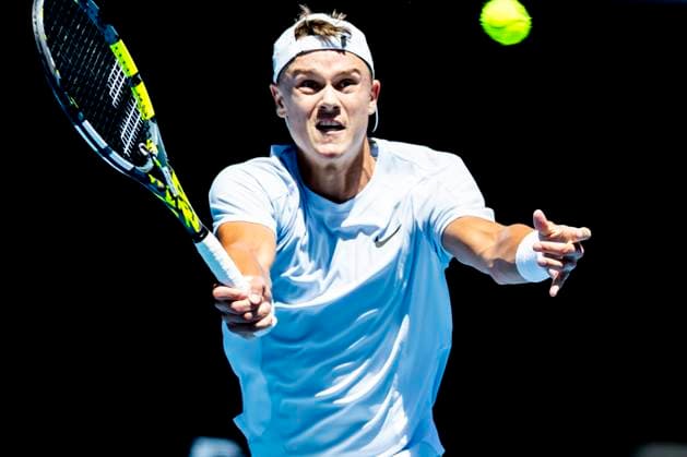 MELBOURNE, VIC - JANUARY 14: Holger Rune of Denmark in action during Round 1 of the 2025 Australian Open on January 14 2025, at Melbourne Park in Melbourne, Australia. (Photo by Jason Heidrich Icon Sportswire) TENNIS: JAN 14 Australian Open EDITORIAL USE ONLY Icon250114072