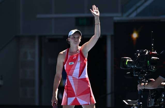TENNIS AUSTRALIAN OPEN, Elena Rybakina of Kazakhstan celebrates winning her round 1 match against Emerson Jones of Australia during the 2025 Australian Open at Melbourne Park in Melbourne, Tuesday, January 14, 2025. ( NO ARCHIVING, EDITORIAL USE ONLY, NO USE IN BOOKS WITHOUT CONSENT MELBOURNE VICTORIA AUSTRALIA  Copyright: xLUKASxCOCHx 20250114186761791500