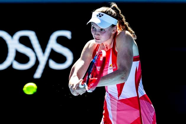 MELBOURNE, VIC - JANUARY 14: Elena Rybakina of Kazakhstan in action during Round 1 of the 2025 Australian Open on January 14 2025, at Melbourne Park in Melbourne, Australia. (Photo by Jason Heidrich Icon Sportswire) TENNIS: JAN 14 Australian Open EDITORIAL USE ONLY Icon250114137