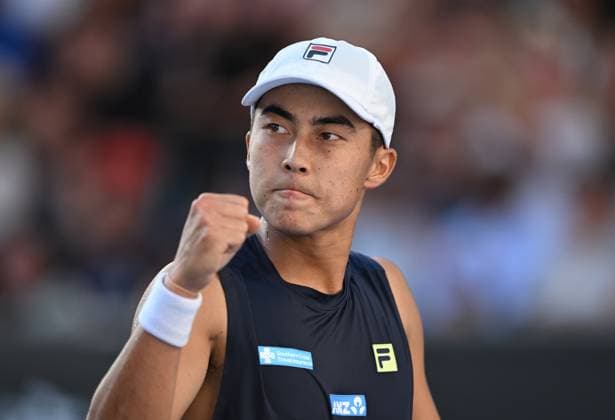 TENNIS AUSTRALIAN OPEN, Rinky Hijikata of Australia reacts during his round 1 match against Mitchell Kruger of USA during the 2025 Australian Open at Melbourne Park in Melbourne, Tuesday, January 14, 2025. ( NO ARCHIVING, EDITORIAL USE ONLY, NO USE IN BOOKS WITHOUT CONSENT MELBOURNE VICTORIA AUSTRALIA  Copyright: xLUKASxCOCHx 20250114147856812900