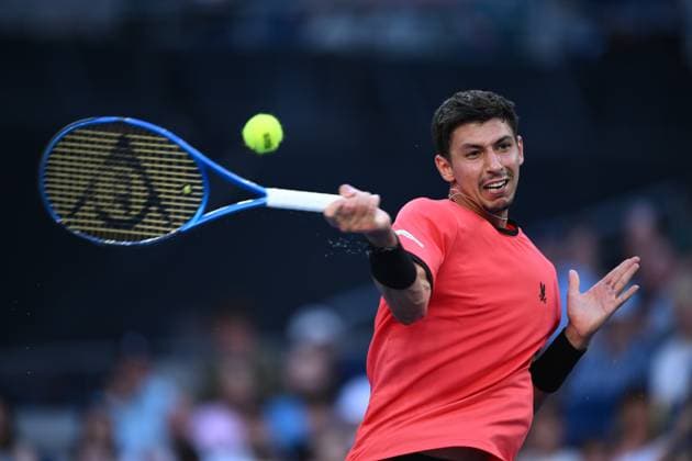 TENNIS AUSTRALIAN OPEN, Alexei Popyrin of Australia returns during his round 1 match against Corentin Moutet of France during the 2025 Australian Open at Melbourne Park in Melbourne, Tuesday, January 14, 2025. ( NO ARCHIVING, EDITORIAL USE ONLY, NO USE IN BOOKS WITHOUT CONSENT MELBOURNE VICTORIA AUSTRALIA  Copyright: xJOELxCARRETTx 20250114157295741387