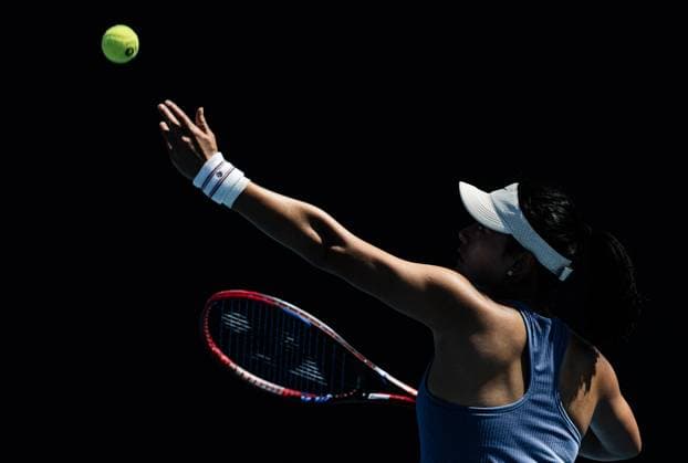 (250114) -- MELBOURNE, Jan. 14, 2025 -- Wang Yafan serves during the women s singles first round match between Wang Yafan of China and Anna Bondar of Hungary at Australian Open tennis tournament in Melbourne, Australia, Jan. 14, 2025. (Photo by Xinhua) (SP)AUSTRALIA-MELBOURNE-TENNIS-AUSTRALIAN OPEN-DAY 3 HuxJingchen 