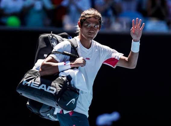 (250114) -- MELBOURNE, Jan. 14, 2025 -- Zhang Zhizhen greets spectators after the men s singles first round match between Zhang Zhizhen of China and Holger Rune of Denmark at Australian Open tennis tournament in Melbourne, Australia, Jan. 14, 2025. ) (SP)AUSTRALIA-MELBOURNE-TENNIS-AUSTRALIAN OPEN-DAY 3 MaxPing 