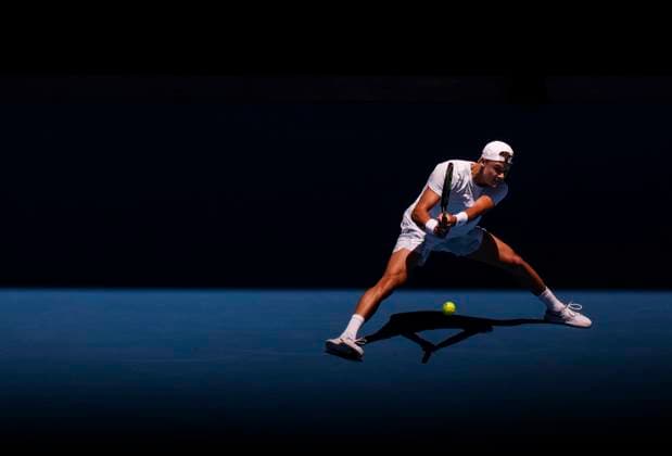 (250114) -- MELBOURNE, Jan. 14, 2025 -- Holger Rune hits a return during the men s singles first round match between Zhang Zhizhen of China and Holger Rune of Denmark at Australian Open tennis tournament in Melbourne, Australia, Jan. 14, 2025. ) (SP)AUSTRALIA-MELBOURNE-TENNIS-AUSTRALIAN OPEN-DAY 3 MaxPing 