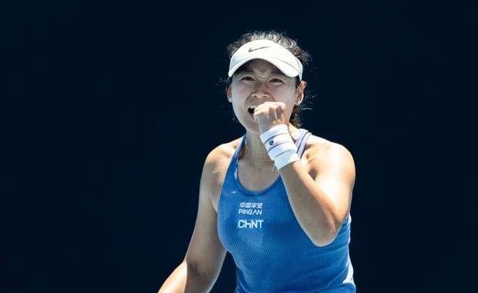 (250114) -- MELBOURNE, Jan. 14, 2025 -- Wang Yafan celebrates winning the women s singles first round match between Wang Yafan of China and Anna Bondar of Hungary at Australian Open tennis tournament in Melbourne, Australia, Jan. 14, 2025. (Photo by Xinhua) (SP)AUSTRALIA-MELBOURNE-TENNIS-AUSTRALIAN OPEN-DAY 3 HuxJingchen 