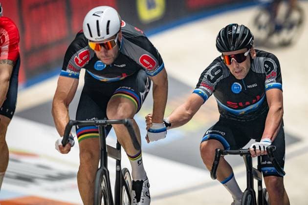 REINHARDT Theo, KLUGE Roger Sixdays Bremen 2025 Team 9 SWB REINHARDT Theo GER Black KLUGE Roger GER Red Landscape horizontal Landscape Event Event Sixdays Bremen 2025 Category Category Category Cycling Track Cycling Sixdays Elite Men Location Location Europe Germany Bremen ÖVB Arena Discipline Madison Distance m Date Date 13 01 2025 Monday Day 4