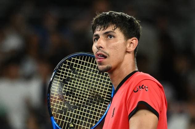TENNIS AUSTRALIAN OPEN, Alexei Popyrin of Australia looks on following his round 1 match against Corentin Moutet of France during the 2025 Australian Open at Melbourne Park in Melbourne, Tuesday, January 14, 2025. ( NO ARCHIVING, EDITORIAL USE ONLY, NO USE IN BOOKS WITHOUT CONSENT MELBOURNE VICTORIA AUSTRALIA  Copyright: xJOELxCARRETTx 20250114179165503894