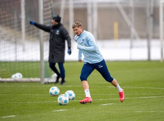 Football, Men, Season 2024 25, 2 Bundesliga, Hertha BSC, Training, Michael Cuisance Hertha BSC , 14 01 2025, Copyright: xSebastianxRäppold MatthiasxKochx