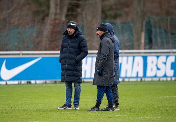 Football, Men, Season 2024 25, 2 Bundesliga, Hertha BSC, Training, f l Sports Director Benjamin Weber Hertha BSC , Coach Cristian Fiel Hertha BSC , 14 01 2025, Copyright: xSebastianxRäppold MatthiasxKochx