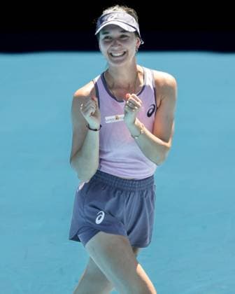 Eva Lys cheers after the victory, jubilation, joy, emotion, Australian Open 2024, Melbourne Park, Melbourne, Victoria, Australia Copyright: xJuergenxHasenkopfx
