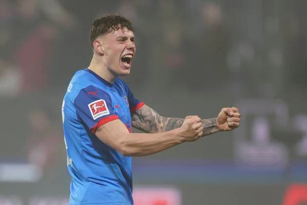 Nicolai Remberg Holstein Kiel cheers, Bundesliga, Holstein Kiel v Borussia Dortmund, Holstein Stadium on January 14, 2025 in Kiel, Germany Photo by Marco Steinbrenner DeFodi Images Nicolai Remberg Holstein Kiel cheers, Bundesliga, Holstein Kiel v Borussia Dortmund, Holstein Stadium, January 14, 2025 in Kiel, Germany Photo by Marco Steinbrenner DeFodi Images DFL regulations prohibit any use of photographs as image sequences and or quasi video Defodi 700 kiel dort 20250114 086 Defodi-700 DFL regulations prohibit any use of photographs as image sequences and or quasi-video.