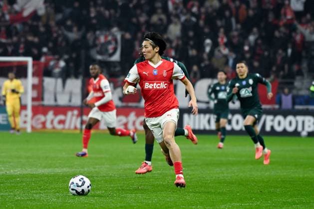 Fußball, Coupe de France, Stade Reims - AS Monaco FOOTBALL : Reims vs Monaco - Coupe de France - 14 01 2025 Keito Nakamura ( 9 - Reims ) during the French Cup match between Stade de Reims and AS Monaco at Stade Auguste Delaune on January 14, 2025 in Reims, France. ( Photo by Dante Badano PsnewZ ) - ReimsFrance  Copyright: xDantexBadanox