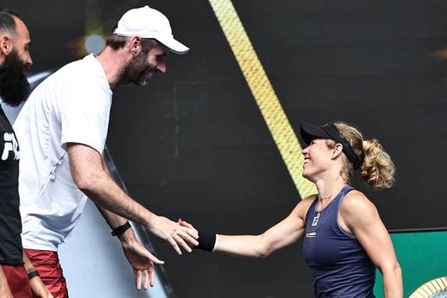 Laura Siegemund, GER, celebrating in the players box after second round of 2025 Australian Open in Melbourne, 15 01 2025
