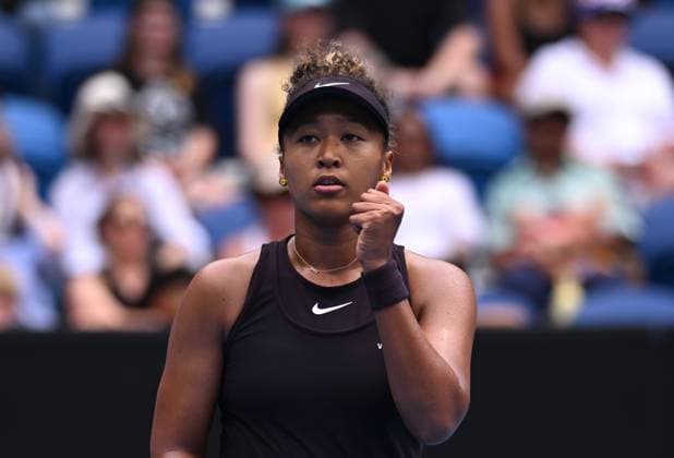 TENNIS AUSTRALIAN OPEN, Naomi Osaka of Japan celebrates during her round 2 match against Karolina Muchova of the Czech Republic during the 2025 Australian Open at Melbourne Park in Melbourne, Wednesday, January 15, 2025. ( NO ARCHIVING, EDITORIAL USE ONLY, NO USE IN BOOKS WITHOUT CONSENT MELBOURNE VICTORIA AUSTRALIA  Copyright: xJAMESxROSSx 20250115190393479242