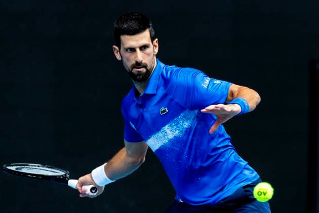MELBOURNE, VIC - JANUARY 15: Novak Djokovic of Serbia in action during Round 2 of the 2025 Australian Open on January 15 2025, at Melbourne Park in Melbourne, Australia. (Photo by Jason Heidrich Icon Sportswire) TENNIS: JAN 15 Australian Open EDITORIAL USE ONLY Icon250115114