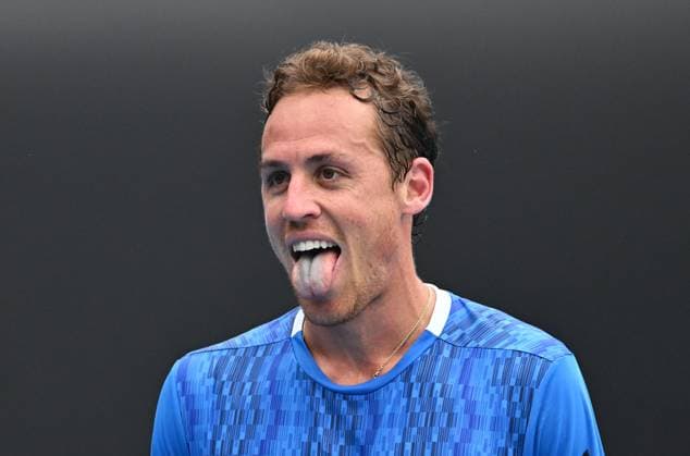 TENNIS AUSTRALIAN OPEN, Roberto Carballes Baena of Spain reacts during his round 2 match against James Duckworth of Australia during the 2025 Australian Open at Melbourne Park in Melbourne, Wednesday, January 15, 2025. ( NO ARCHIVING, EDITORIAL USE ONLY, NO USE IN BOOKS WITHOUT CONSENT MELBOURNE VICTORIA AUSTRALIA  Copyright: xLUKASxCOCHx 20250115139119352437