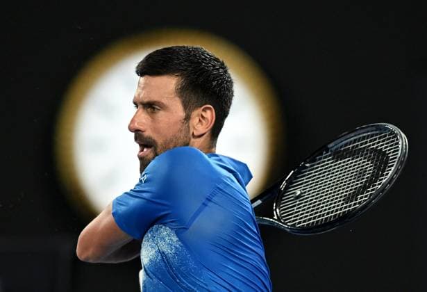 TENNIS AUSTRALIAN OPEN, Novak Djokovic of Serbia in action during his round 2 match against Jaime Faria of Portugal during the 2025 Australian Open at Melbourne Park in Melbourne, Wednesday, January 15, 2025. ( NO ARCHIVING, EDITORIAL USE ONLY, NO USE IN BOOKS WITHOUT CONSENT MELBOURNE VICTORIA AUSTRALIA  Copyright: xLUKASxCOCHx 20250115175778718093