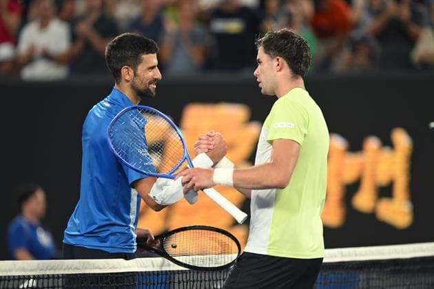 TENNIS AUSTRALIAN OPEN, Novak Djokovic of Serbia after winning his round 2 match against Jaime Faria of Portugal during the 2025 Australian Open at Melbourne Park in Melbourne, Wednesday, January 15, 2025. ( NO ARCHIVING, EDITORIAL USE ONLY, NO USE IN BOOKS WITHOUT CONSENT MELBOURNE VICTORIA AUSTRALIA  Copyright: xLUKASxCOCHx 20250115194543755940