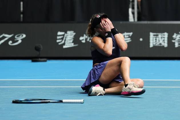 Laura Siegemund of Germany reacts to winning the match Australian Open, Day Four, Tennis, Melbourne Park, Melbourne, Australia - 15 Jan 2025  Copyright: xRachelxBach Shutterstockx 15101599ap