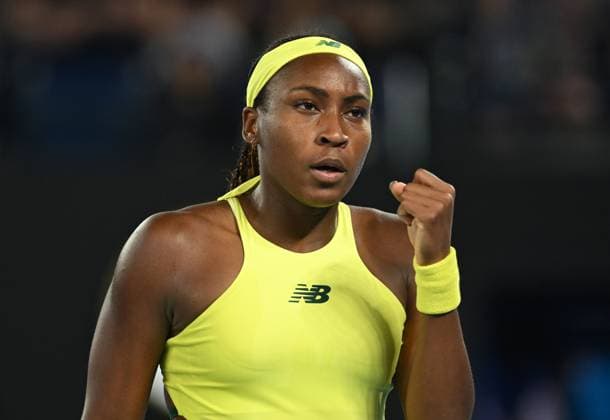 TENNIS AUSTRALIAN OPEN, Coco Gauff of USA reacts during her round 2 match against Jodie Burrage of Great Britain during the 2025 Australian Open at Melbourne Park in Melbourne, Wednesday, January 15, 2025. ( NO ARCHIVING, EDITORIAL USE ONLY, NO USE IN BOOKS WITHOUT CONSENT MELBOURNE VICTORIA AUSTRALIA  Copyright: xLUKASxCOCHx 20250115158180765427