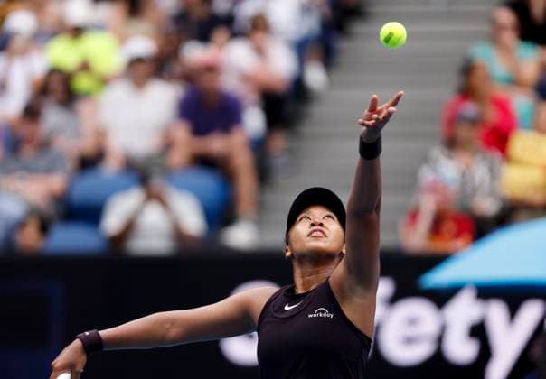 (250115) -- MELBOURNE, Jan. 15, 2025 -- Osaka Naomi serves during the women s singles 2nd round match between Osaka Naomi of Japan and Karolina Muchova of the Czech Republic at Australian Open tennis tournament in Melbourne, Australia, Jan. 15, 2025. ) (SP)AUSTRALIA-MELBOURNE-TENNIS-AUSTRALIAN OPEN-DAY 4 MaxPing 