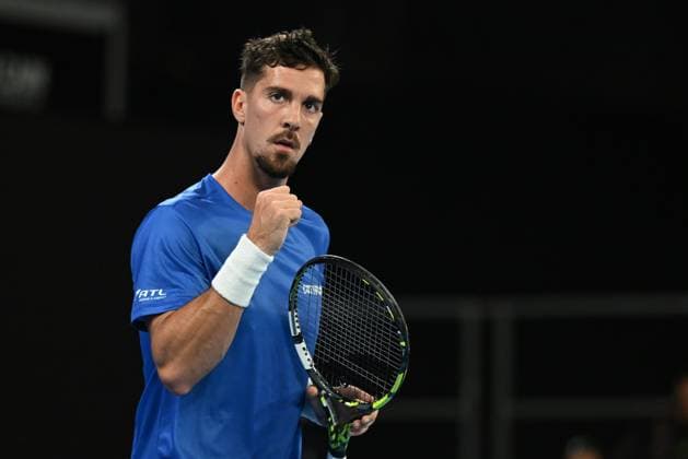 TENNIS AUSTRALIAN OPEN, Thanasi Kokkinakis of Australia celebrates duriing his round 2 match against Jack Draper of Great Britain during the 2025 Australian Open at Melbourne Park in Melbourne, Wednesday, January 15, 2025. ( NO ARCHIVING, EDITORIAL USE ONLY, NO USE IN BOOKS WITHOUT CONSENT MELBOURNE VICTORIA AUSTRALIA  Copyright: xJAMESxROSSx 20250115171602063227
