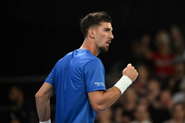 TENNIS AUSTRALIAN OPEN, Thanasi Kokkinakis of Australia celebrates duriing his round 2 match against Jack Draper of Great Britain during the 2025 Australian Open at Melbourne Park in Melbourne, Wednesday, January 15, 2025. ( NO ARCHIVING, EDITORIAL USE ONLY, NO USE IN BOOKS WITHOUT CONSENT MELBOURNE VICTORIA AUSTRALIA  Copyright: xJAMESxROSSx 20250115126127505394