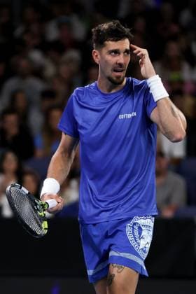 Thanasi Kokkinakis of Australia reacts Australian Open, Day Four, Tennis, Melbourne Park, Melbourne, Australia - 15 Jan 2025  Copyright: xEllaxLing Shutterstockx 15101600bs