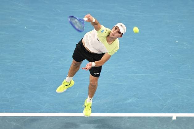 Jaime Faria, POR, during second round of 2025 Australian Open in Melbourne, 15 01 2025