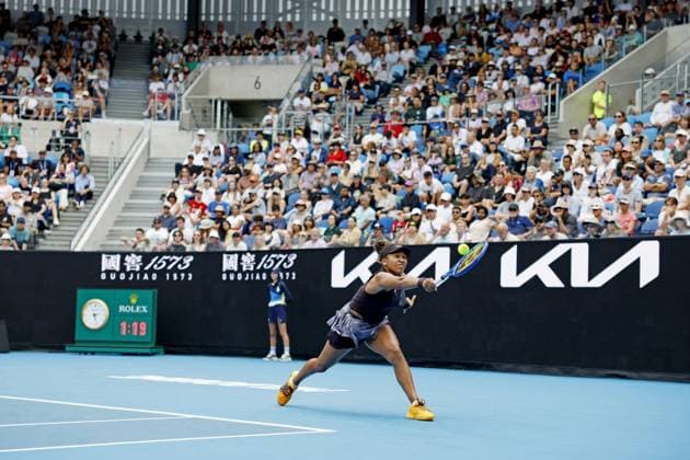 Tennis: Australian Open Naomi Osaka of Japan plays against Karolina Muchova of the Czech Republic in the second round of the women s singles at the Australian Open tennis tournament in Melbourne on Jan. 15, 2025.  A14AA0003984225P